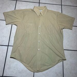 Vintage 60s Men's Casual Tan Button Down Shirt